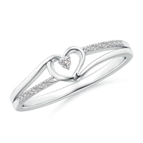 Angara Natural Diamond Heart Promise Ring in 925 Sterling Silver for Women (Size-1.5mm | Color-I-J | Clarity-I1-I2) | April Birthstone Jewelry for Women | Heart Shape Promise Ring (Ring Size = 8.5)