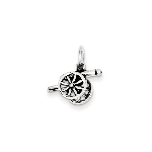 Solid Sterling Silver Antiqued 3-D Cannon Charm