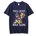 thumbnail image 7 of You‘ll Never Walk Alone Letter Puzzle Piece T-shirt Kids Women Graphic Tee Kindness Shirt Aesthetic Summer Autism Awareness Tops, 7 of 7
