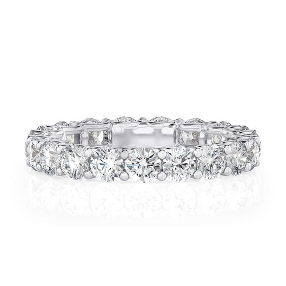 DIAMOND CLUB 3 Carat Lab Grown Diamond Round Eternity Ring 14K White Gold (VS1, F Color), Eternity Style Ring
