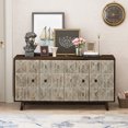thumbnail image 2 of YesFashion 59.84" Buffet Cabinet, Sideboard Buffet Cabinet with Metal Handles, Solid Wood Legs Sideboard Console Table for Living Room, Dining Room, Bedroom, 2 of 9