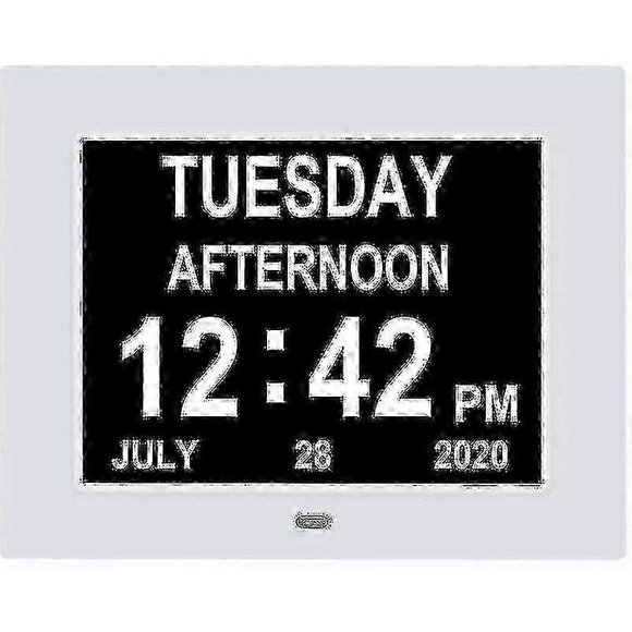 Digital Calendar Clock Extra Large Day Clock Date Time And Day Of The Week Dementia Clocks For Visually Impaired Seniors With Battery Backup + 8 Alarm_Perfect Gift