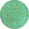 thumbnail image 1 of Ahgly Company Indoor Round Abstract Turquoise Blue Modern Area Rugs, 5' Round, 1 of 4