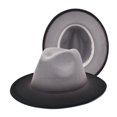 thumbnail image 1 of Sombrero Fedora de color degradado para mujeres y hombres Sombrero de fieltro de ala ancha (gris claro + negro) oso de fresa  Electrónica, 1 of 2
