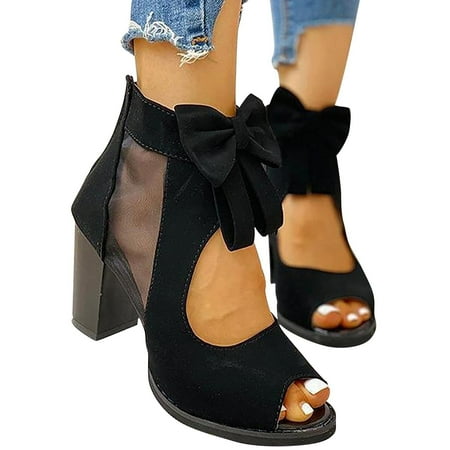 

KBODIU Women s Chunk Low Heel Pump Sandals Women s Solid Hollow Out Mid Heel Casual Vacation Open Toe Beach Sandals