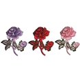 thumbnail image 1 of Lily Red Pink Lilac Rose Embroidered Patch Floral Embroidery Iron On Applique, 1 of 1