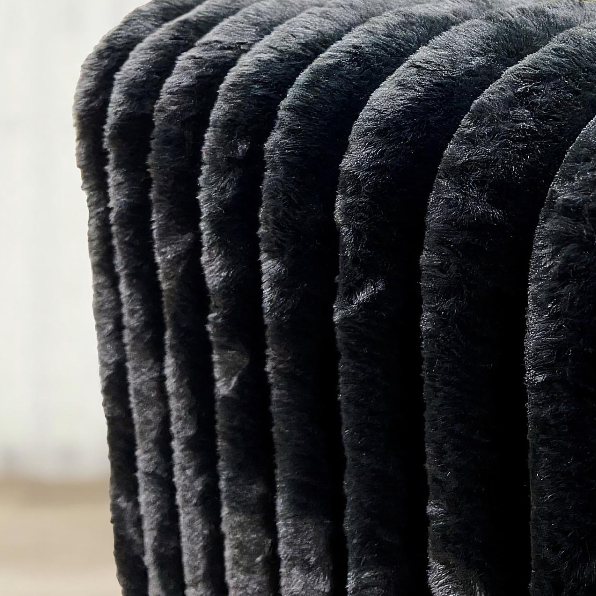 Roundhill Furniture Solenne Oversized Ottoman with Jumbo Corduroy Upholstery, Black