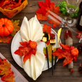 thumbnail image 4 of Anillos de servilleta de calabaza de Acción de Gracias oso de fresa 6 piezas decoración hojas de otoño, 4 of 6
