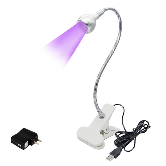 Secador de uñas LED UV USB de 3 W para uñas de gel Lámpara ultravioleta de curado de pegamento para teléfono con interruptor de clip y adaptador de corriente estadounidense Lámpara NAI para arte de uñ