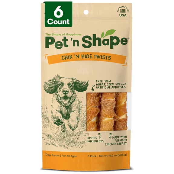 Pet 'n Shape All Natural Hide Twists Dog Treats (Various Flavors & Sizes)