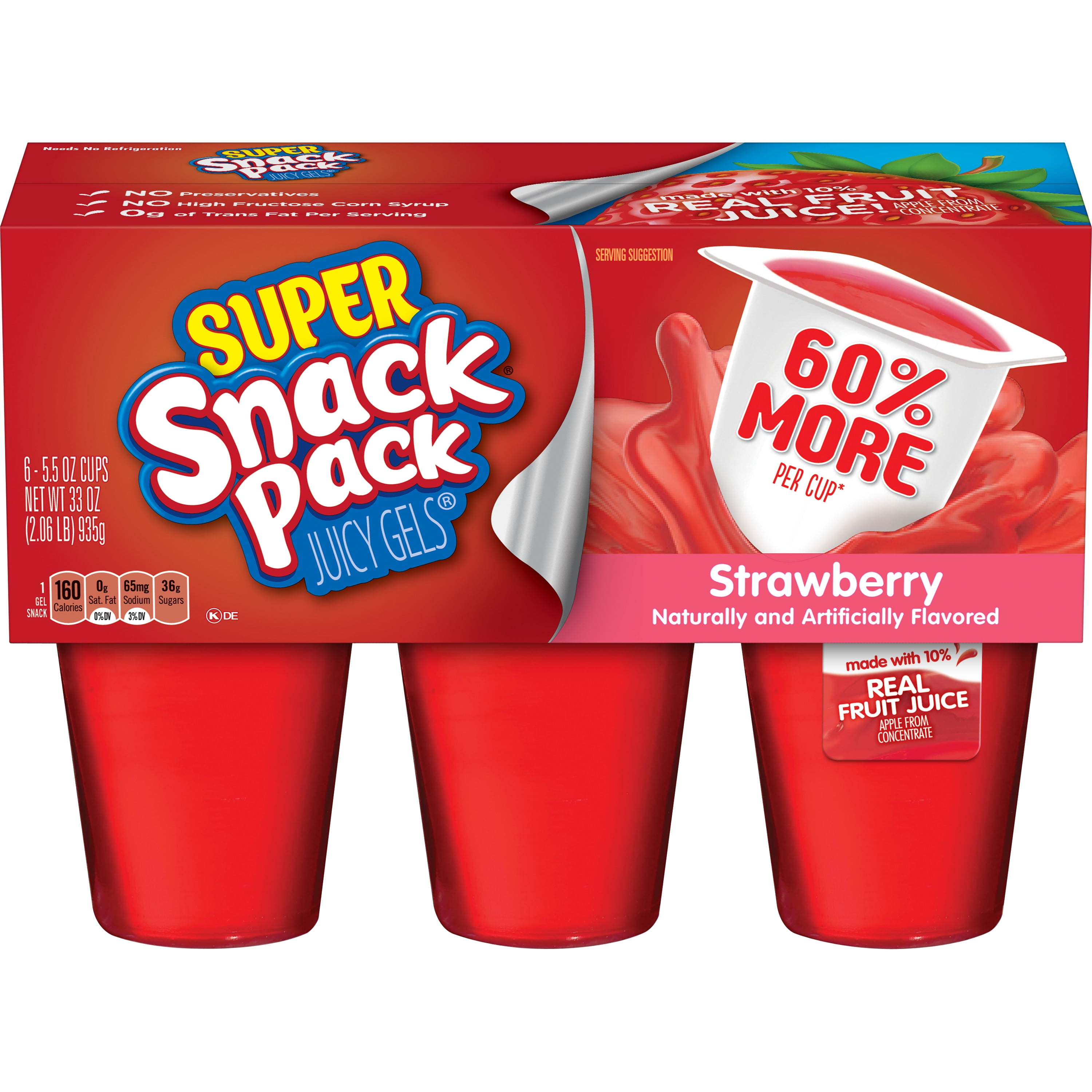 Super Snack Pack Strawberry Juicy Gels, 6 Count