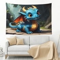 thumbnail image 3 of Easygdp Adorable Blue Baby Dragon Tapestry Wall Hanging, Wall Tapestries for Bedroom Aesthetic Living Room Office Decor 60x40in, 3 of 8