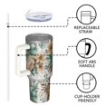 thumbnail image 4 of 1pc Bohemia 40oz Tumbler with Straw & Handle - Insulated Stainless Steel Cup | Holiday Gift for Man Women (Christmas, Valentine's, Birthday), 4 of 7
