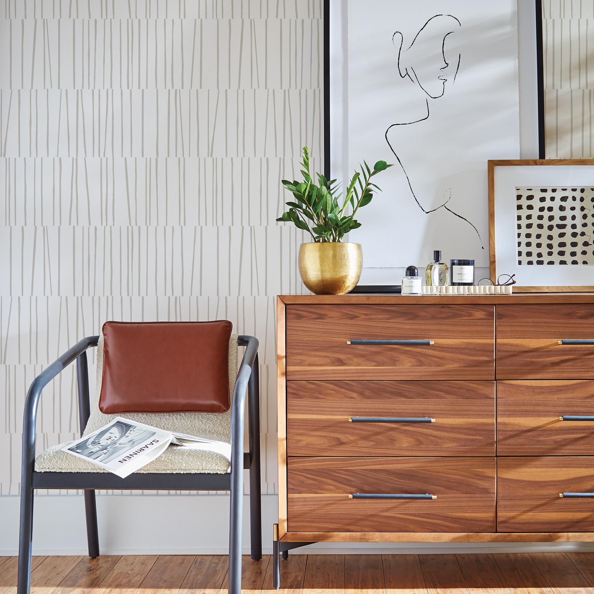 Tempaper x Bobby Berk Shift Gray and White Removable Peel and Stick Wallpaper, 20.5" x 16.5'