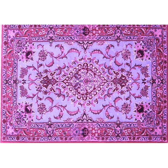 Ahgly Company Indoor Rectangle Medallion Purple Traditional Area Rugs, 2' x 3'