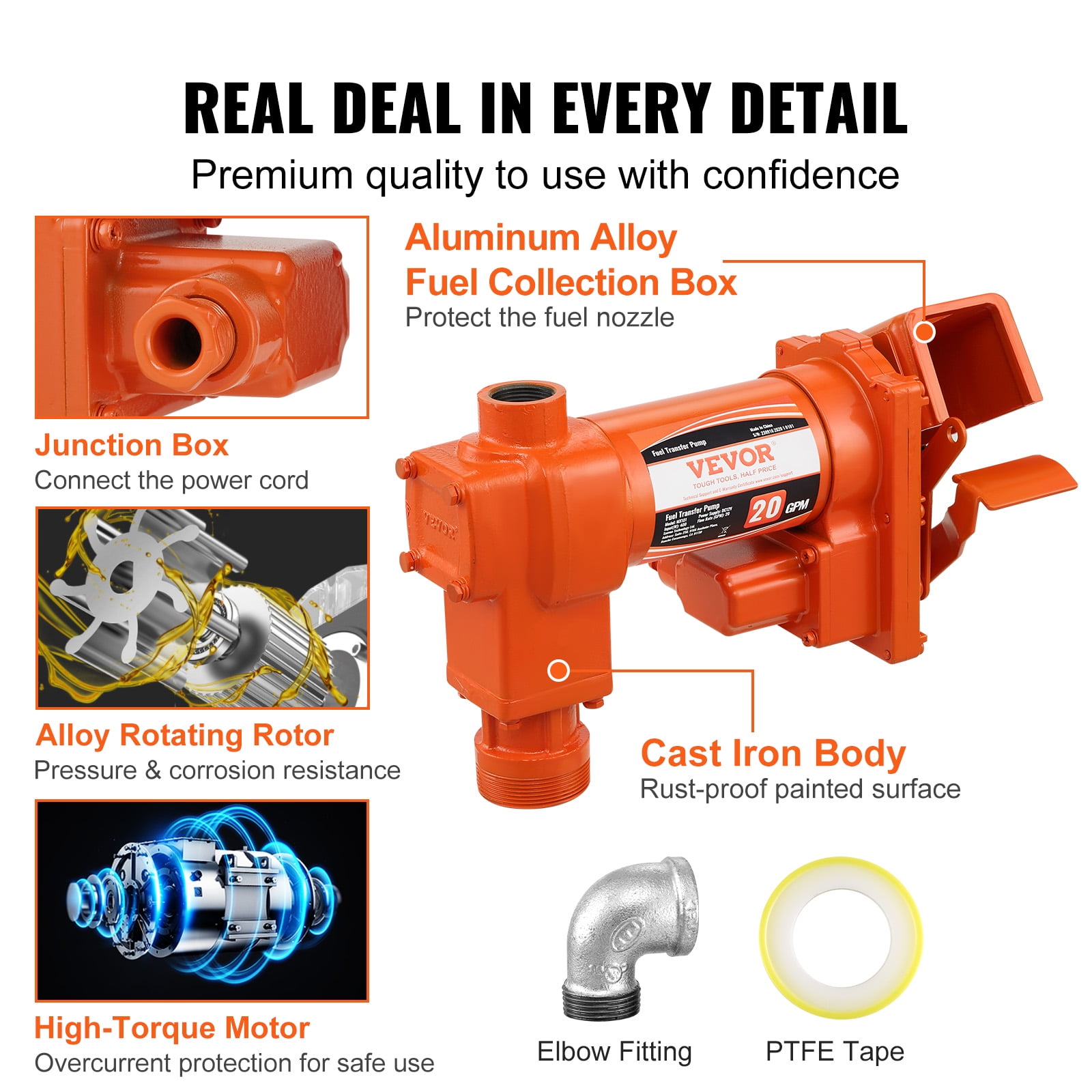 KFFKFF Fuel Transfer Pump Gasoline Pump 20GPM 12V for Transfer of Gasoline Diesel