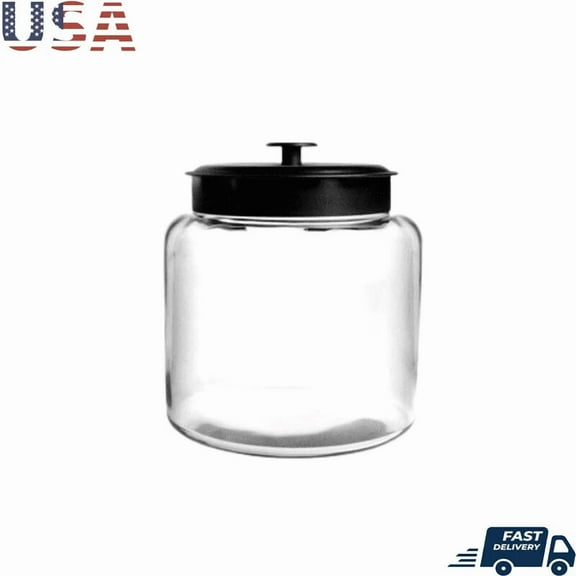 Glass Food Storage Jar W/ Metal Lid 64Oz Kitchen Pantry Organizer Canister New