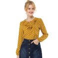 thumbnail image 2 of Unique Bargains Women's Ruffle Neck Long Sleeve Polka Dots Blouse Shirt, 2 of 6