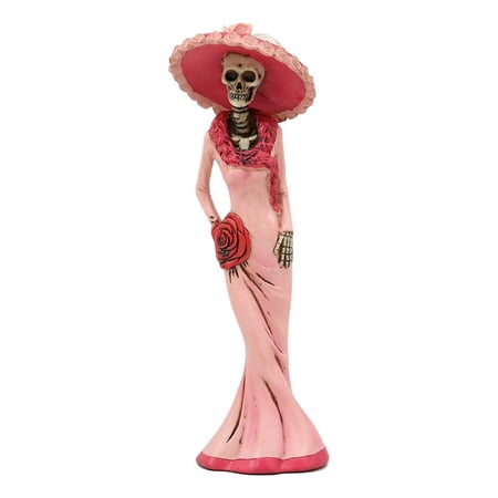 - Ebros Gift Day of The Dead DOD Skeleton Lady Rosa with Pink and Red Cocktail Gown Figurine 8.25