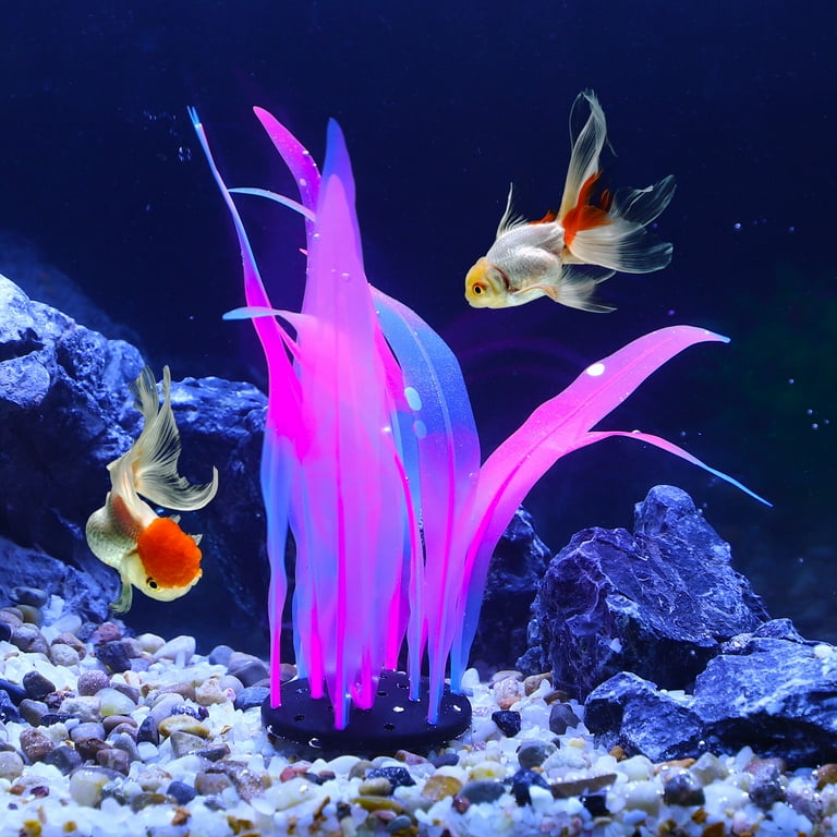 Soft Silicone Glowing Aquatic Artificial Seaweed Aquarium Kelp for Fish Tank Decoration Pink