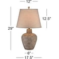 thumbnail image 4 of Bentley Rustic Farmhouse Table Lamp 29" Tall Brown Leaf Textured Hammered Pot Off White Empire Shade for Bedroom Living Room House Home Bedside Nightstand Office Entryway Kids, 4 of 10