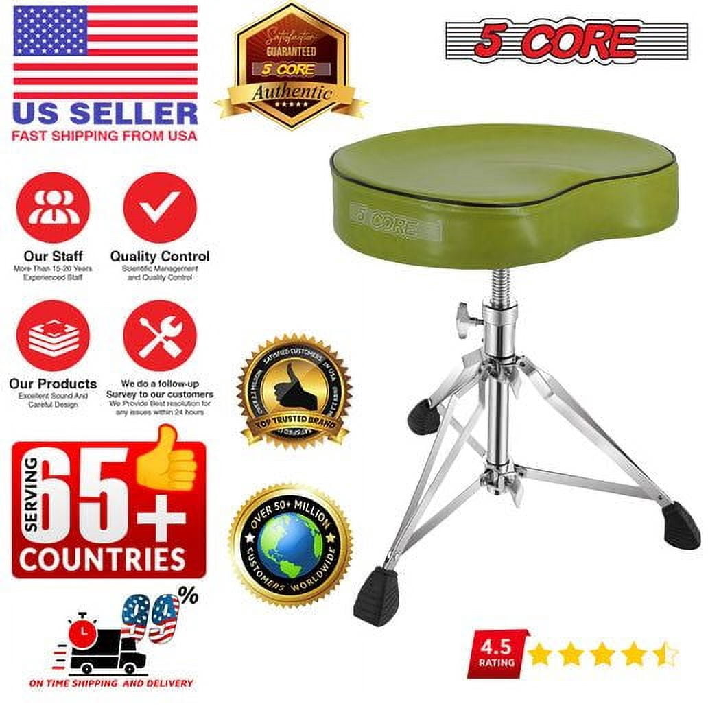 Drum Throne Padded Guitar Stool Saddle Drummer Seat for Adults & Kids - Dark Green