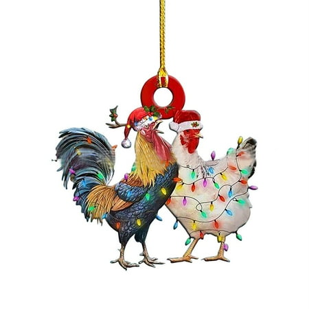 

Light-Up Chicken - LED Chicken Family Signs Xmas Tree Hanging Pendant 2PCS