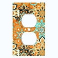 thumbnail image 2 of Metal Light Switch Plate Cover Orange Teal Flower Mandala Tile Pattern MDL017, 2 of 13