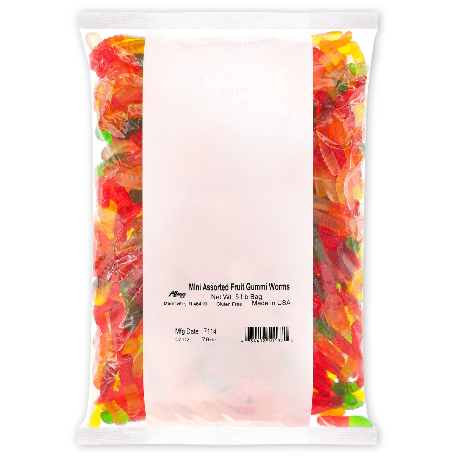 Mini Assorted Fruit Gummi Worms Bulk Candy, 5 Lb