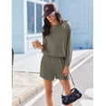 thumbnail image 2 of Ekouaer 2 Pieces Lounge Set for Women Long Sleeve Pajamas Top and Shorts Matching Sets Outfits with Pockets, 2 of 6