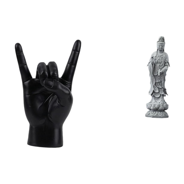 Estatua del gesto de la roca,Estatuas y figuras de dedos con gestos de música rock,Estatua de Guan Yin,Estatua de Guan Yin para decoración del hogar.,Escultura de Kuanyin,figurita,decoración