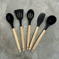 thumbnail image 4 of 5PCS Silicone Utensil Set, Kitchen Utensil Set, Safety Cooking Utensils Set, Non-Stick Cooking Utensils Set With Wooden Handle, Washable Modern Cookware, Kitchen Stuff, Kitchen Gadgets, Kitchen Essent, 4 of 8