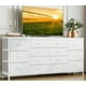 thumbnail image 1 of Cómoda Recibidor con 14 Cajones, Soporte TV 63" y Tomas de Corriente – Mueble Multiusos - Acabado en cuero blanco, 1 of 8