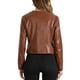thumbnail image 3 of CHAQUETA DE MUJER INSPIRE CHIC DE CUERO SINTÉTICO, CORTA, SIN COLLAR, ABIERTO EN FRONTAL, CHAQUETAS DE MOTO BIKER M MARRÓN, 3 of 6