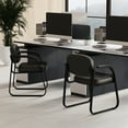 thumbnail image 3 of Costway Waiting Room Chair Set of 2 with Sled Base and Padded Arm Rest Home Black, 3 of 6