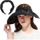 thumbnail image 1 of Sombrero para el sol para mujer, sombrero negro para el sol con protección UV, visera para el sol, sombrero de playa de ala ancha, sombrero con protección solar UPF 50+, adecuado para el ocio al aire libre, viajes en la playa, correr. JM MX-0135189FYD, 1 of 5