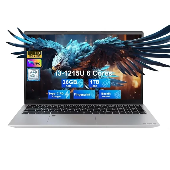 17.3" IPS FHD Business Laptop, Intel 6 Core i3-1215U 16GB RAM 1TB SSD (Beat i5-1135G7, Up to 4.4GHz) Laptop-Computer with Fingerprint Backlit Keyboard 65W Type C Wi-Fi 6 Win 11 (Silver)