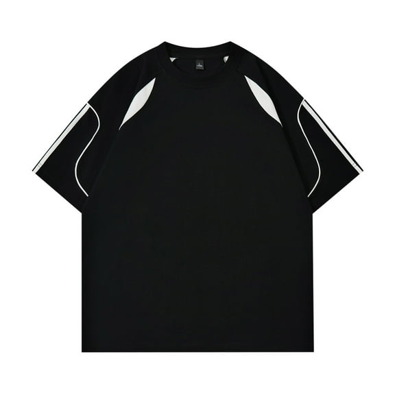 USNSM Oversized Vintage T Shirts for Men Short Sleeve Cotton Casual Baggy Tees Teens Trendy Crew Neck Loose Tops Black M