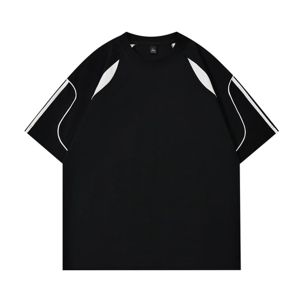 Blusas y camisas de manga corta y cuello redondo para hombre, blusas casuales de color liso con cuello redondo y mangas cortas para hombre.