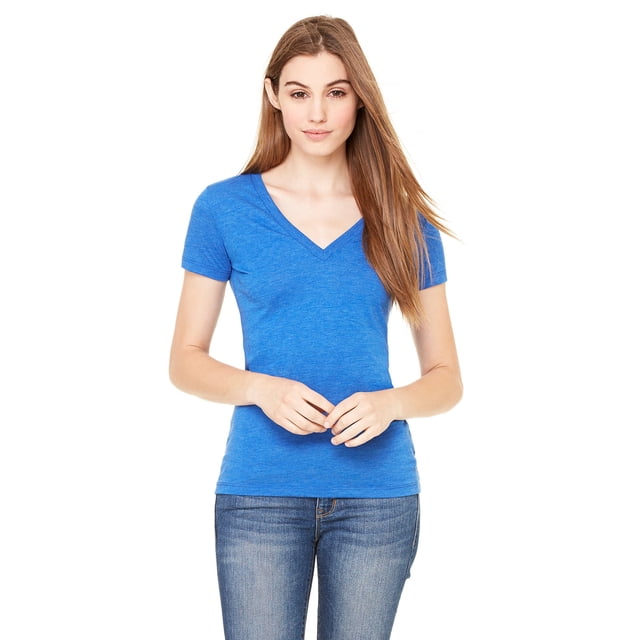 Bella + Canvas T-Shirt à Manches Courtes Col en V Profond pour Femmes