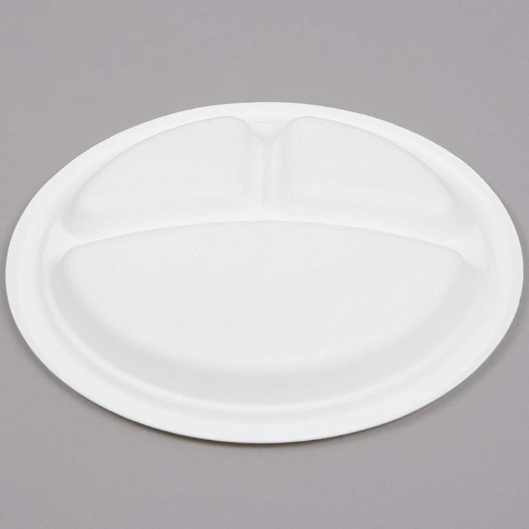 EconoHome 9 inch Compostable Plates 125-Pack - Eco-Conscious Disposable Plates Made of Bagasse or Sugarcane Fiber - Microwave, Refrigerator-Safe 