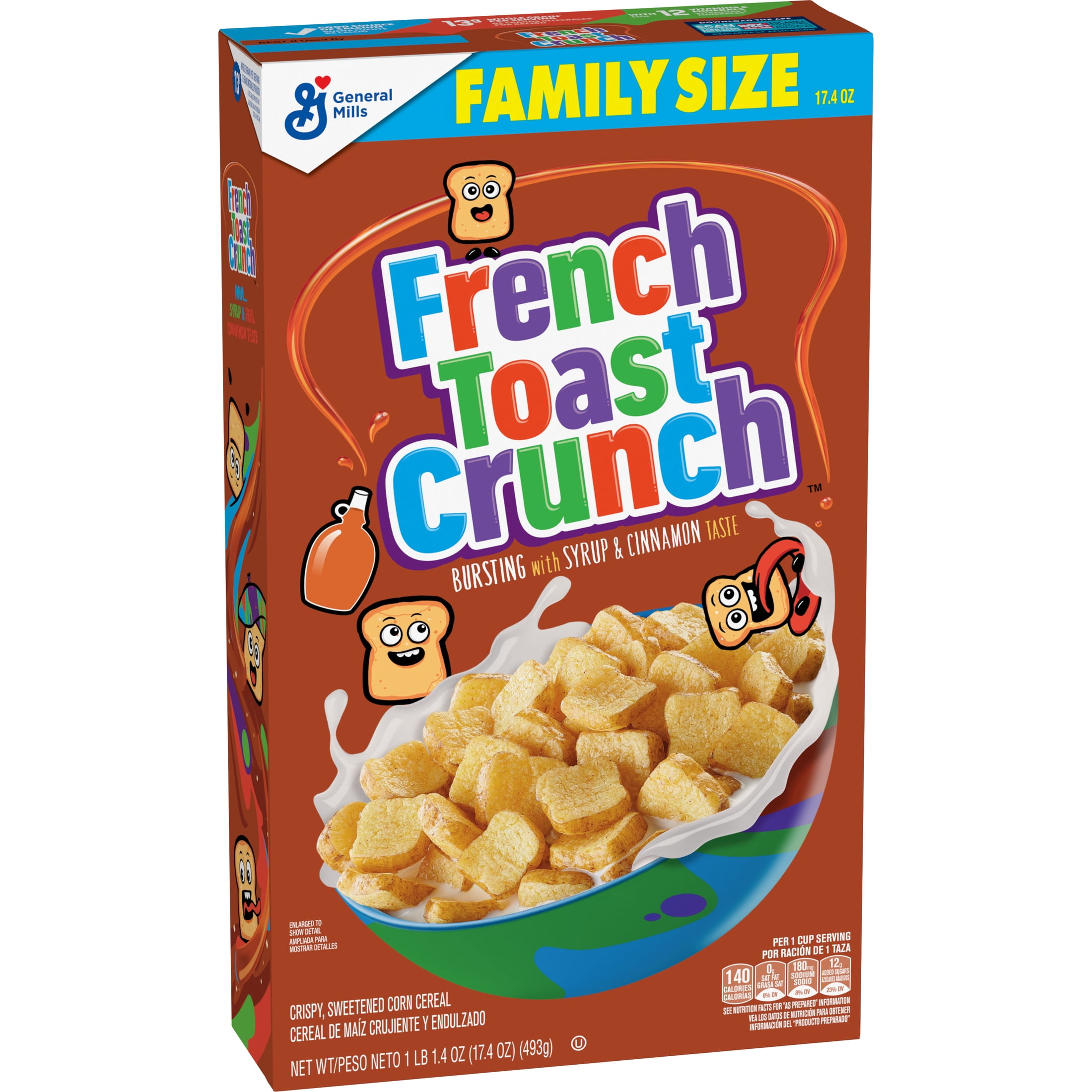 French Toast Crunch Breakfast Cereal, Syrup and Cinnamon Taste, Family Size, 17.4 oz