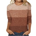 thumbnail image 1 of FAIWAD Hauts d'Été à Manches 3/4 pour Femmes, T-Shirt à Col Rond Imprimé Rayé, Blouse Ample Grande Taille, 1 of 4