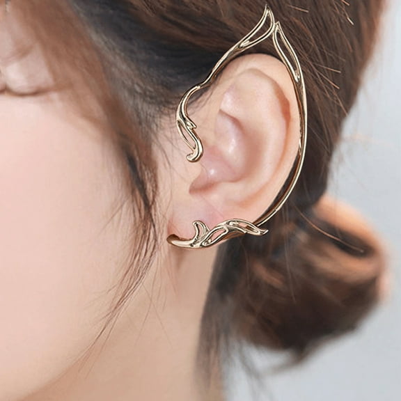 GAXIRE 1 Pair Elven Ear Cuffs Non-Piercing Alloy Earrings for Women Friends Formal Occasions Accessories