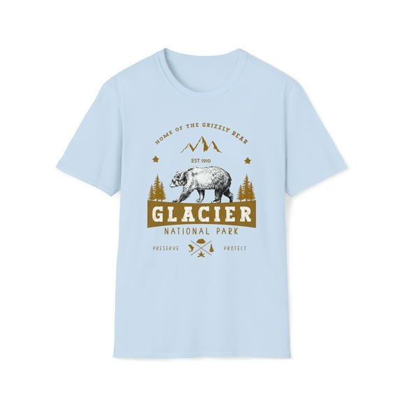 Grizzly Bear, Gildan Unisex Softstyle T-Shirt, Glacier Graphic Tee, S-3XL