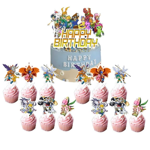 Digimon Monster Cake Topper CupcakeS Set Birthday Party Supplies Decoration Decor Kit
