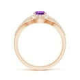 thumbnail image 2 of ANGARA Natural Triple Shank Oval Amethyst and Diamond Halo Ring in 14K Rose Gold for Women (Size-7x5mm) | February Birthstone, Birthday, Anniversary, Jewelry Gift for Women | Natural Amethyst Ring, 2 of 8