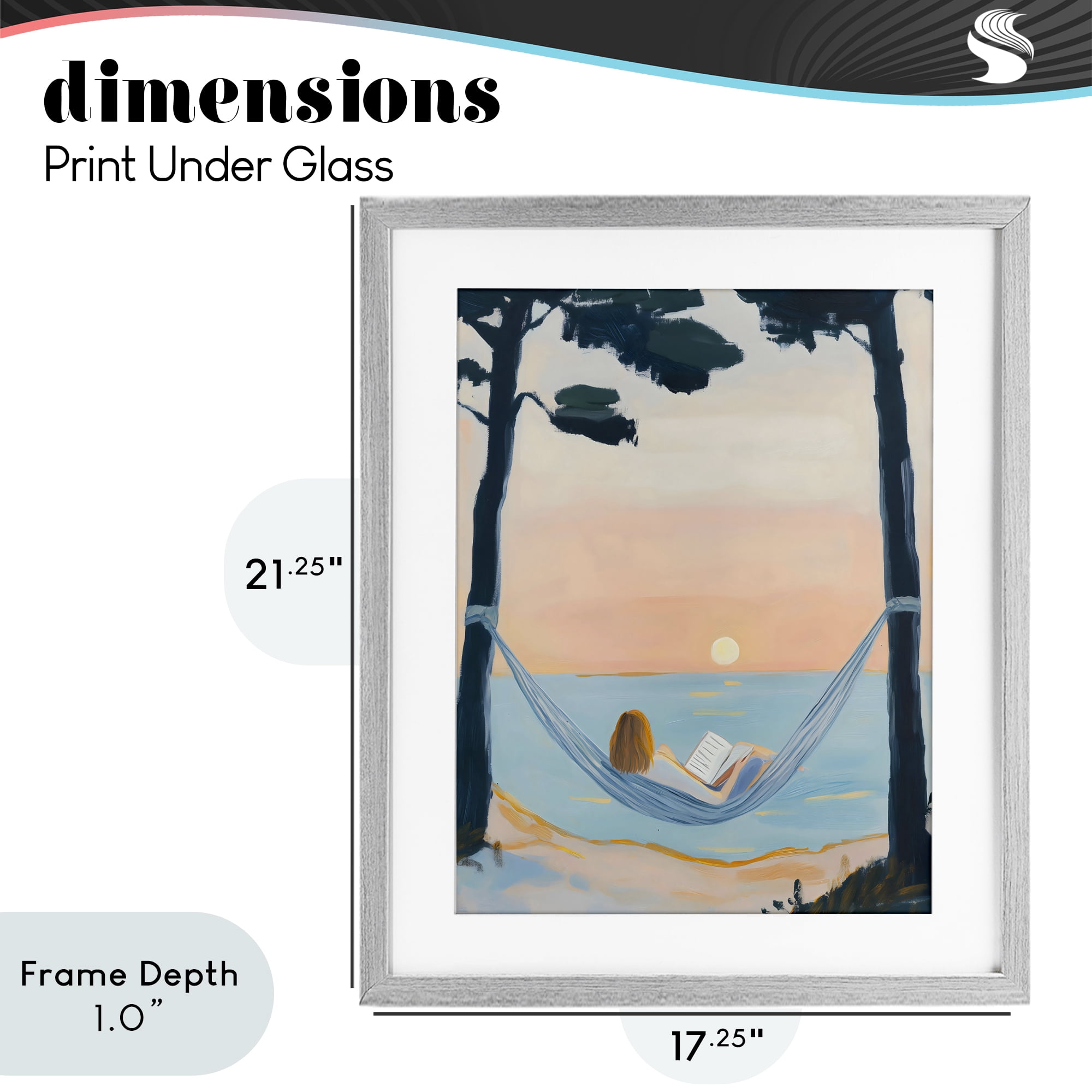 Stupell Industries Reading At Sunset in Hammock Gray Framed Print Under Glass, design by The Prints Vibe