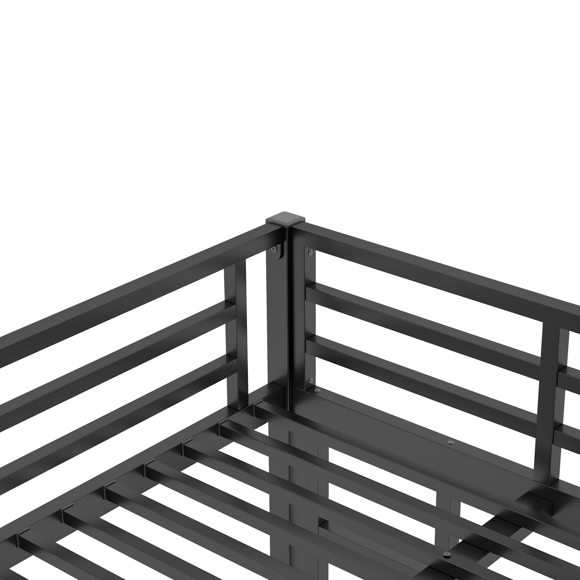 Aukfa Heavy Duty Twin over Full Metal Bunk Bed with Ladders and Guardrail for Kids, Teens and Adults, Black