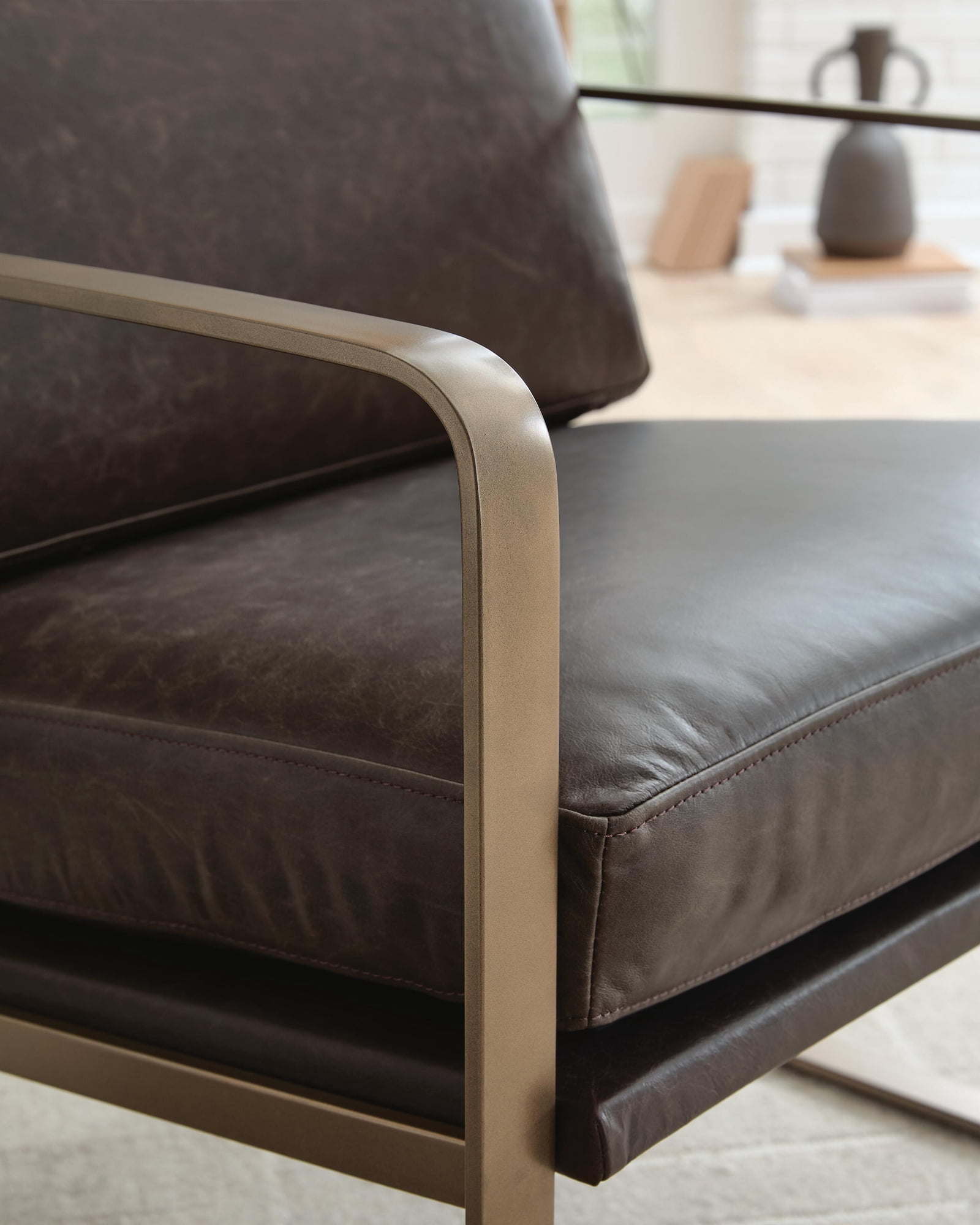 Signature Design By Ashley Bradett Accent Chair in Dark Brown/Gold